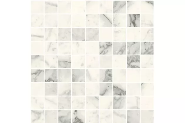 Allmarble Calacatta Extra Mosaico 30x30 M44Y - Biała płytka mozaika imitująca kamień