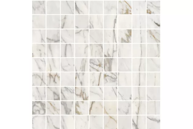 Allmarble Golden White Mosaico 30x30 M4GX - Biała płytka mozaika imitująca kamień