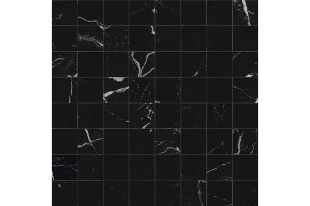 Allmarble Elegant Black Lux Mosaico 30x30 M48W - Czarna płytka mozaika imitująca kamień