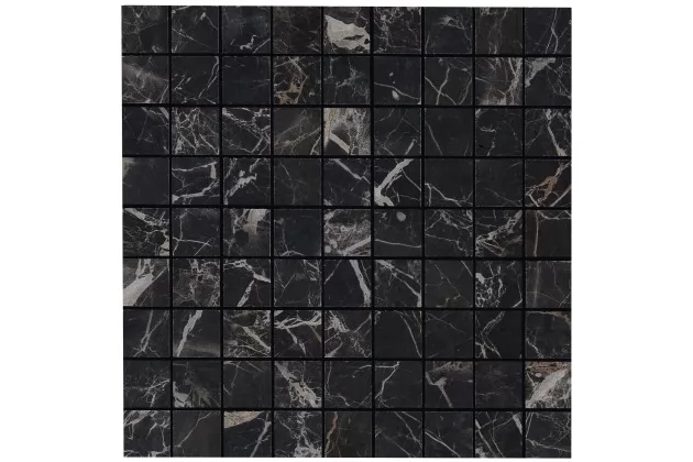Allmarble Saint Laurent Mosaico 30x30 MMQ3 - Czarna płytka mozaika imitująca kamień