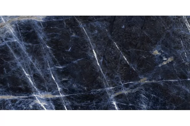 Allmarble Blu Lux Rett. 75x150 M9M4 - Czarna płytka gresowa imitująca kamień