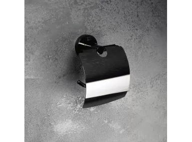Uchwyt na papier toaletowy z klapką Hematit czarny - 159112012