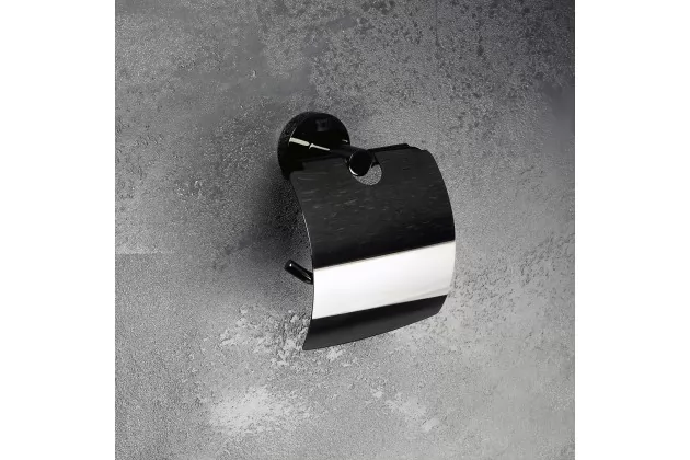 Uchwyt na papier toaletowy z klapką Hematit czarny - 159112012