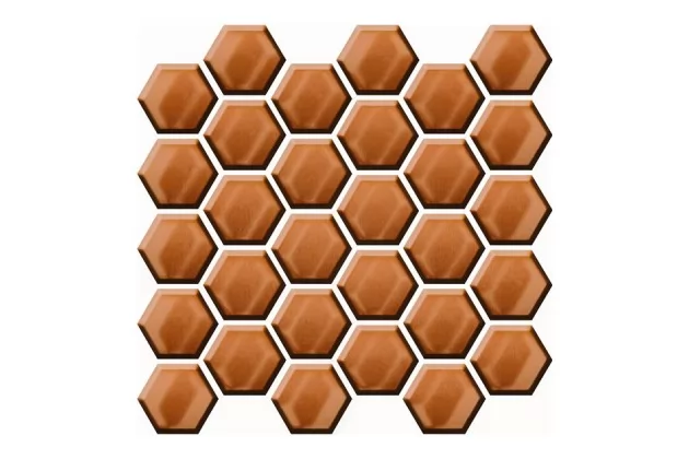 Copper Glass Hexagon Mosaic 25x25.8 - mozaika ścienna