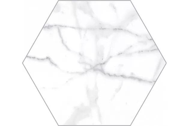 Carrara Hex Gloss 15x17,3 - biała pytka ścienna imitująca marmur