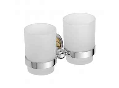Kubek podwójny wiszący na szczoteczkę Retro Chrom/Gold- 144210028