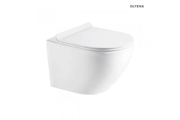 Zestaw Oltens Hamnes miska WC wisząca PureRim z powłoką SmartClean z deską wolnoopadającą Slim
