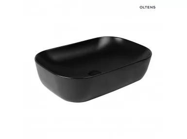 Oltens Hamnes umywalka 61x40 cm nablatowa owalna z powłoką SmartClean czarny mat