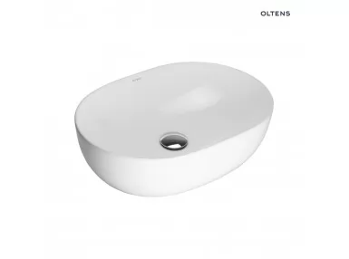 Oltens Hamnes Thin umywalka 49,5x35,5 cm nablatowa owalna z powłoką SmartClean biała