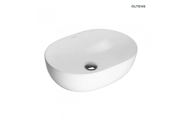 Oltens Hamnes Thin umywalka 49,5x35,5 cm nablatowa owalna z powłoką SmartClean biała