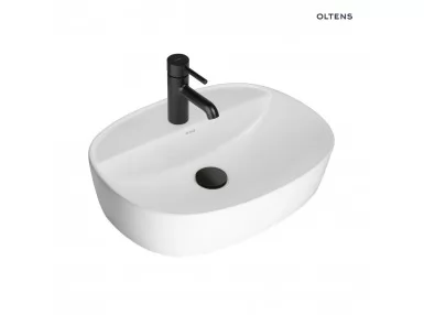 Oltens Hamnes Thin umywalka 51x39 cm nablatowa owalna z powłoką SmartClean biała