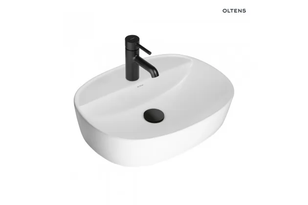 Oltens Hamnes Thin umywalka 51x39 cm nablatowa owalna z powłoką SmartClean biała