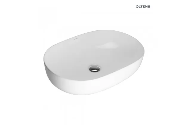 Oltens Hamnes Thin umywalka 60,5x41,5 cm nablatowa owalna z powłoką SmartClean biała