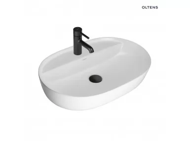 Oltens Hamnes Thin umywalka 62x42 cm nablatowa owalna z powłoką SmartClean biała