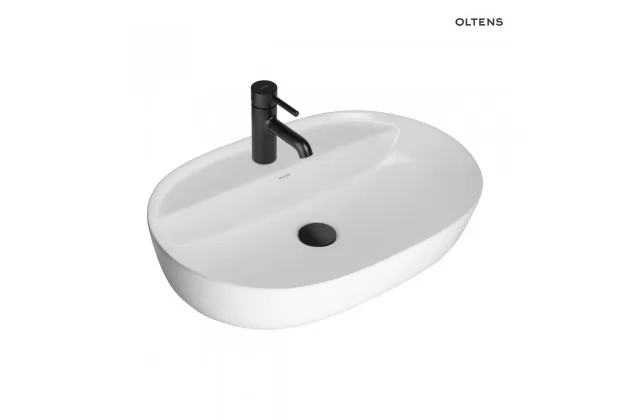 Oltens Hamnes Thin umywalka 62x42 cm nablatowa owalna z powłoką SmartClean biała