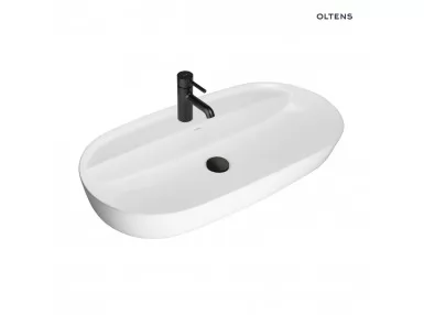 Oltens Hamnes Thin umywalka 80x40 cm nablatowa owalna biała