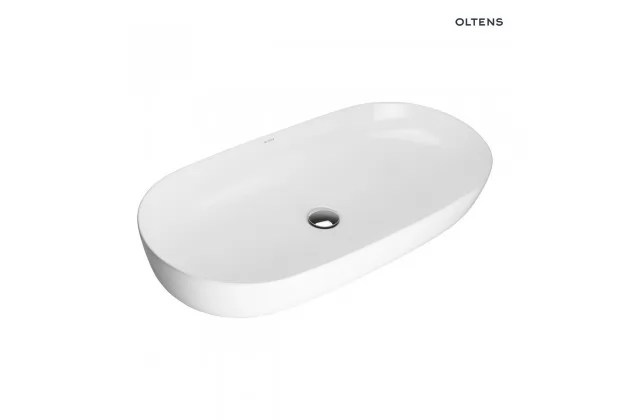 Oltens Hamnes Thin umywalka 80x40 cm nablatowa owalna z powłoką SmartClean biała