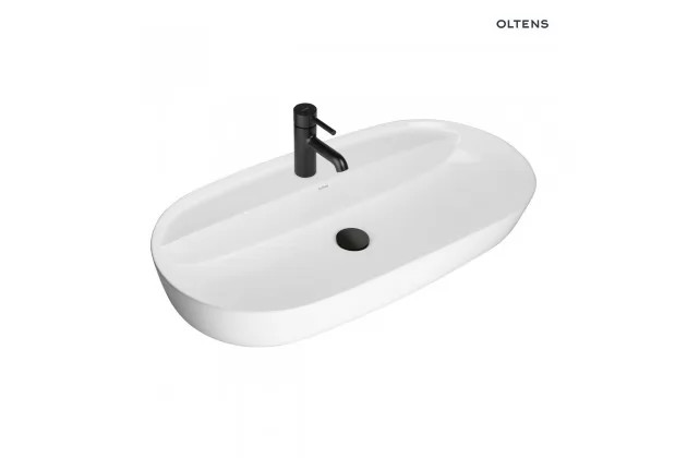 Oltens Hamnes Thin umywalka 80x40 cm nablatowa owalna z powłoką SmartClean biała