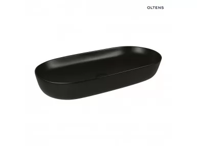 Oltens Hamnes Thin umywalka 80x40 cm nablatowa owalna z powłoką SmartClean czarny mat
