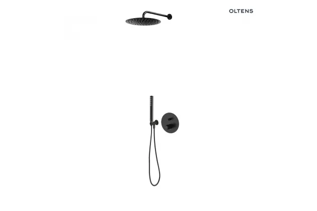 Zestaw Oltens Hamnes bateria podtynkowa z deszczownicą 30 cm Vindel i kompletem prysznicowym Ume czarny mat - 36607300
