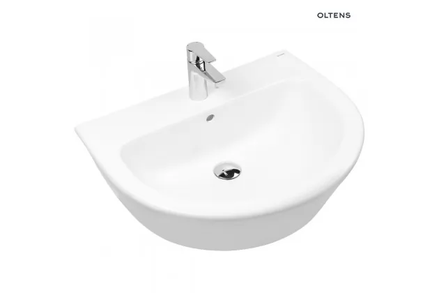 Oltens Jog umywalka 61x49 cm wisząca z powłoką SmartClean biała