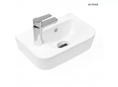 Oltens Vernal umywalka 37x24,5 cm wisząca lewa z powłoką SmartClean biała