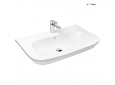 Oltens Gulfoss umywalka 80x46 cm nablatowa częściowo wpuszczana z powłoką SmartClean biała