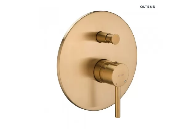 Oltens Molle bateria wannowo-prysznicowa podtynkowa kompletna złoto szczotkowane