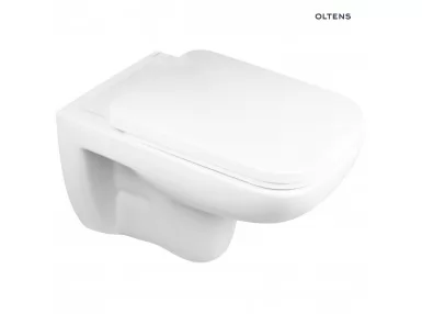 Oltens Ribe miska WC wisząca PureRim z deską wolnoopadającą biała
