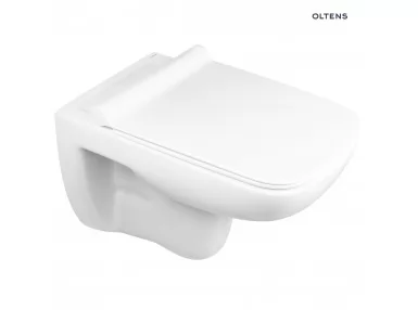 Oltens Ribe miska WC wisząca PureRim z deską wolnoopadającą Slim biała
