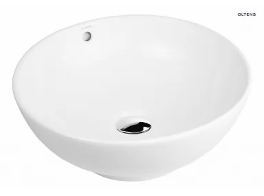 Oltens Fana umywalka 42 cm nablatowa okrągła biała