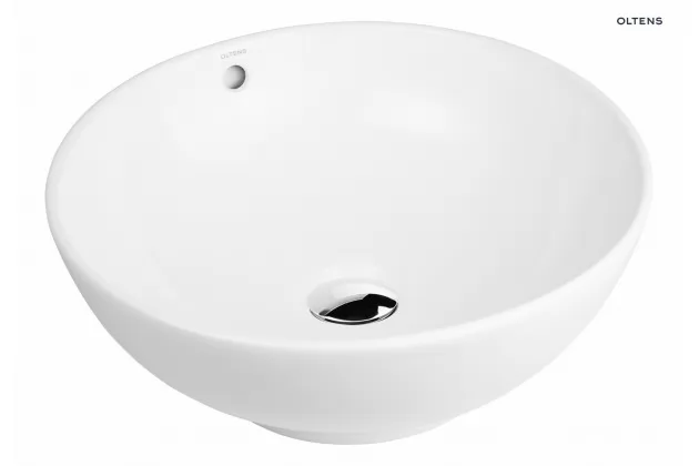 Oltens Fana umywalka 42 cm nablatowa okrągła z powłoką SmartClean biała
