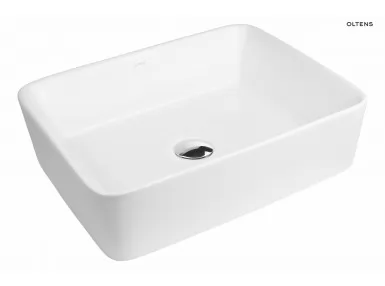 Oltens Forde umywalka 48x37 cm nablatowa prostokątna z powłoką SmartClean biała