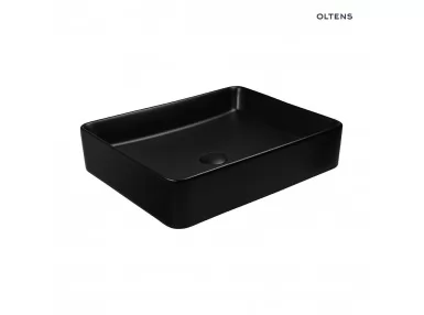 Oltens Forde umywalka 51x40,5 cm nablatowa prostokątna z powłoką SmartClean czarny mat
