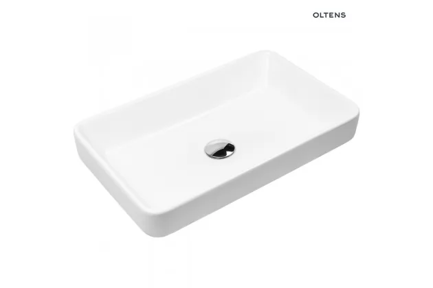 Oltens Fossa umywalka 55x34 cm nablatowa prostokątna z powłoką SmartClean biała