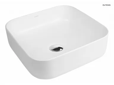 Oltens Hadsel umywalka 38,5 cm nablatowa kwadratowa biała