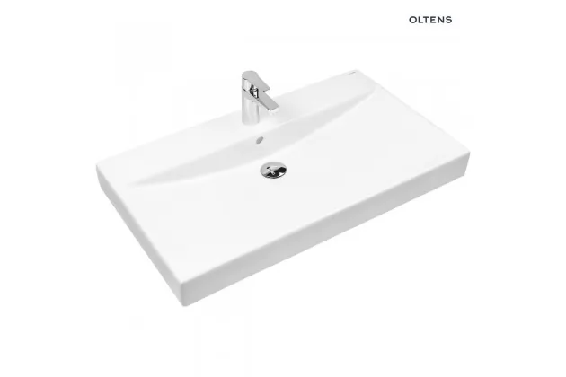 Oltens Hofsa umywalka 80x46 cm nablatowa z powłoką SmartClean z powłoką SmartClean biała