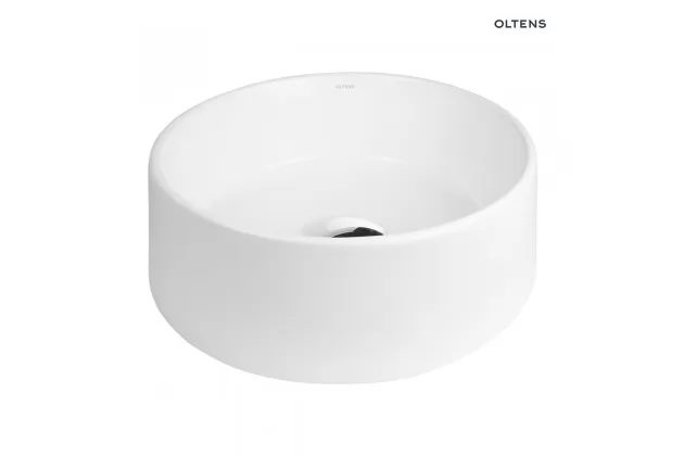 Oltens Lagde umywalka 40 cm nablatowa okrągła z powłoką SmartClean biała