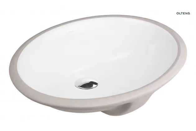 Oltens Mana umywalka 46x38 cm podblatowa owalna z powłoką SmartClean biała