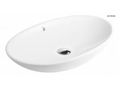 Oltens Sogne umywalka 63x42 cm nablatowa owalna z powłoką SmartClean biała