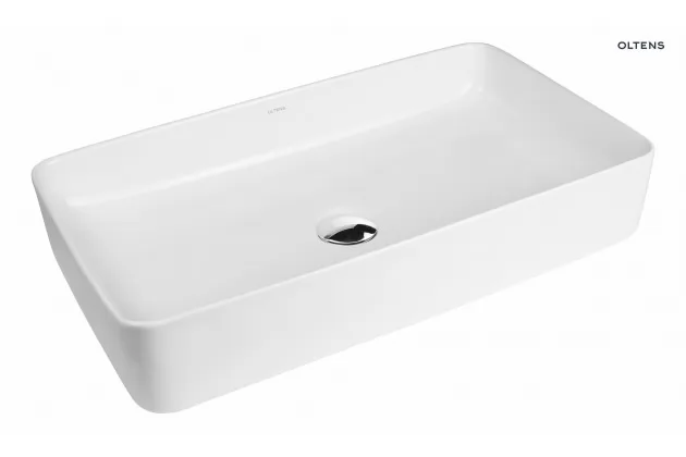 Oltens Solberg umywalka 62x41,5 cm nablatowa prostokątna biała