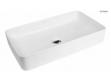 Oltens Solberg umywalka 62x41,5 cm nablatowa prostokątna z powłoką SmartClean biała