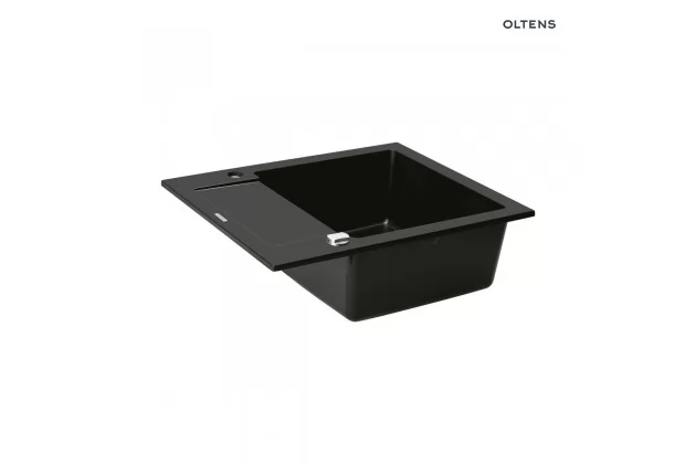 Oltens Gravan zlewozmywak granitowy 1-komorowy z krótkim ociekaczem 62x50 cm czarny mat