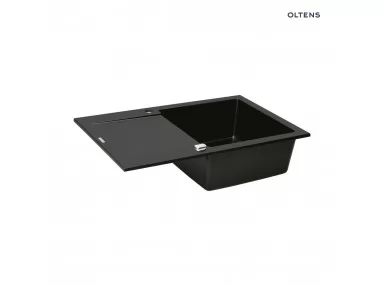 Oltens Gravan zlewozmywak granitowy 1-komorowy z krótkim ociekaczem 79x50 cm czarny mat