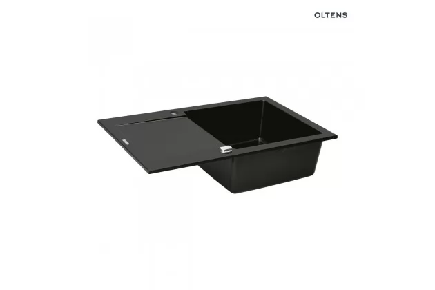 Oltens Gravan zlewozmywak granitowy 1-komorowy z krótkim ociekaczem 79x50 cm czarny mat