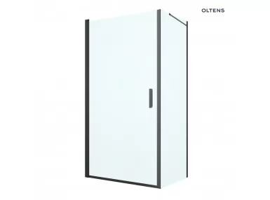 Oltens Rinnan kabina prysznicowa 90x100 cm prostokątna drzwi ze ścianką czarny mat/szkło przezroczyste