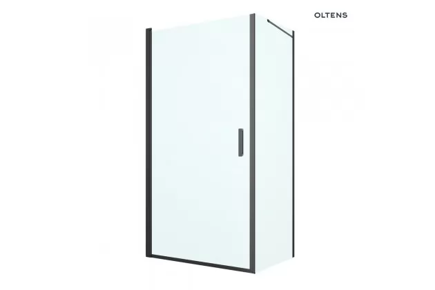 Oltens Rinnan kabina prysznicowa 100x90 cm prostokątna drzwi ze ścianką czarny mat/szkło przezroczyste