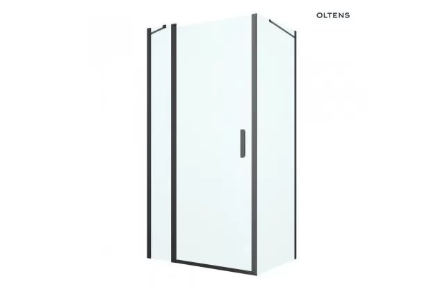 Oltens Verdal kabina prysznicowa 100x80 cm prostokątna drzwi ze ścianką czarny mat/szkło przezroczyste