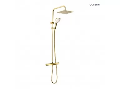 Oltens Atran (S) zestaw prysznicowy termostatyczny z deszczownicą kwadratową złoty połysk