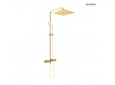 Oltens Boran (S) zestaw prysznicowy termostatyczny z deszczownicą kwadratową złoty